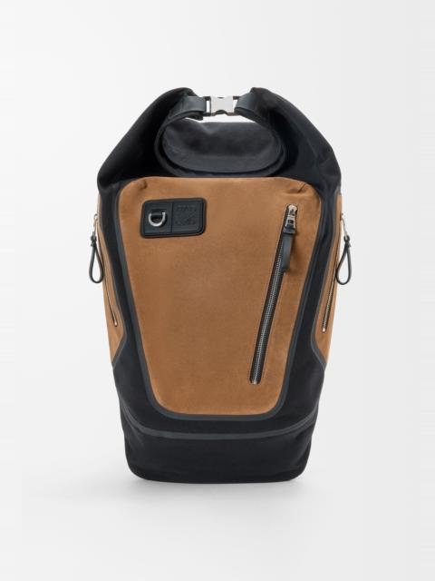 Flex roll-top backpack in canvas and suede