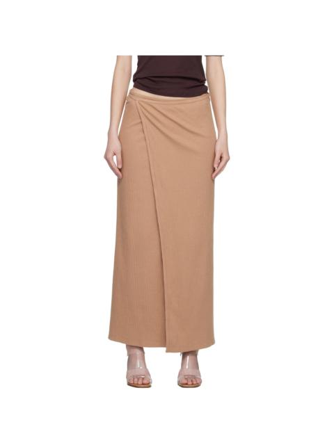 Tan Organic Cotton Fleece Brig Maxi Skirt