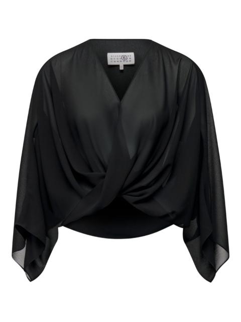 twisted-front long-sleeve blouse