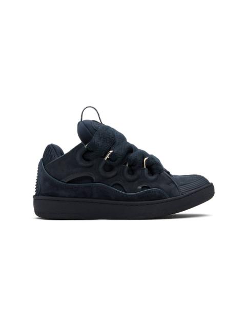 Navy Leather Curb Sneakers