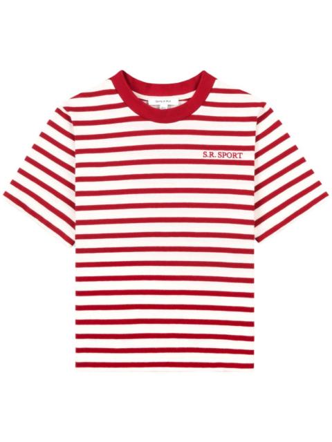 logo-embroidered striped T-shirt