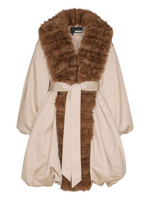 faux-fur-collar balloon-hem coat