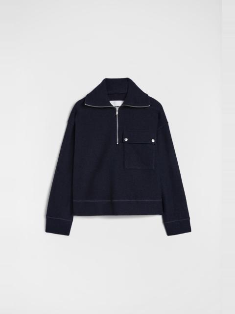 Felt Wool Zip-Up Sweater