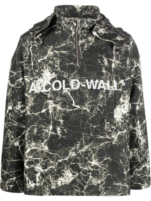 marble-print pullover jacket