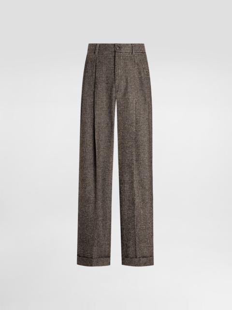 Alpaca blend glen plaid trousers