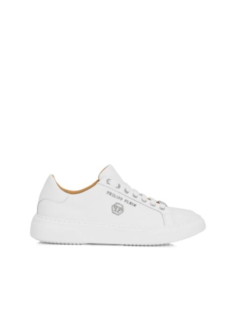 hexagon-logo leather sneakers