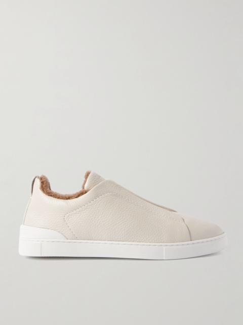 Triple Stitch™ Shearling-Lined Leather Sneakers Off-white