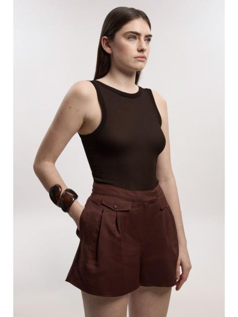 Viscose Linen Woven Pocket Detail Short