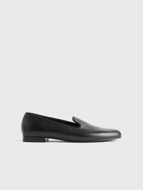 Grained-leather loafers black