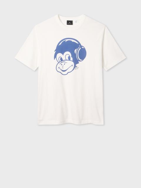 White 'Monkey Headphones' Print T-Shirt