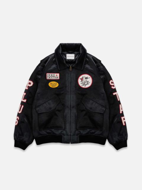 Plus Black Satin Bomber Jacket