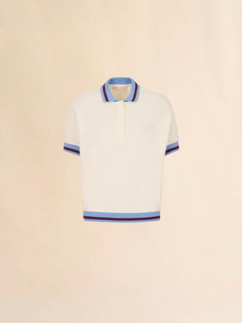 CREAM PIQUÉ SHORT-SLEEVED POLO SHIRT