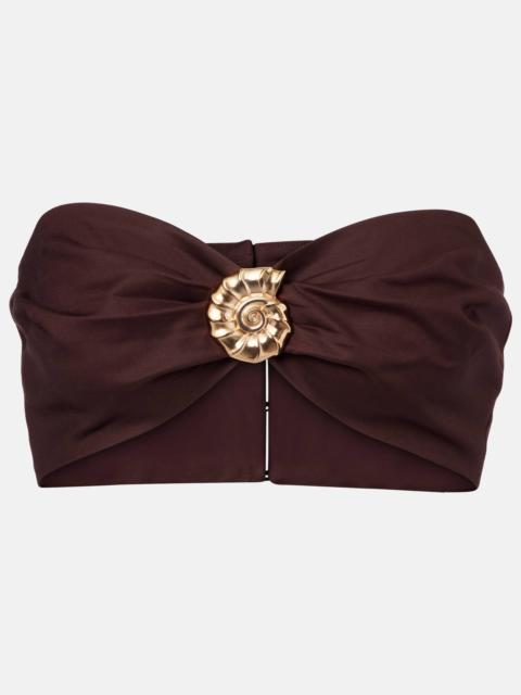 Embellished cotton-blend bandeau top