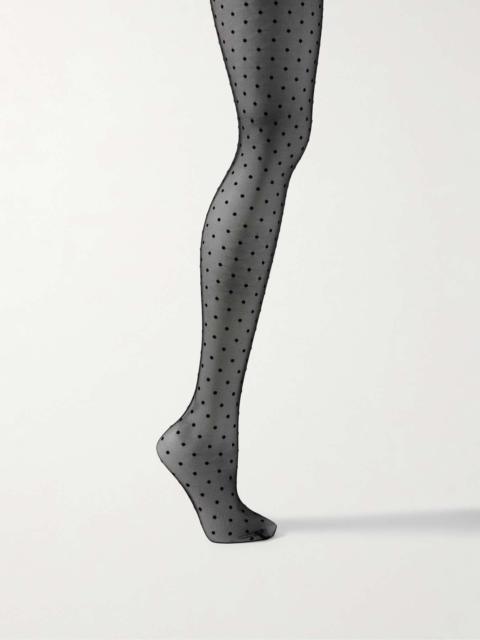 Flocked stretch-tulle tights