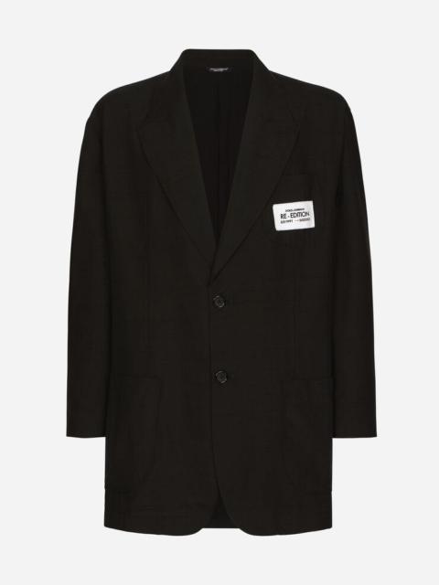 Oversize shantung silk and cotton jacket