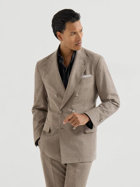 Virgin wool, cotton and silk mouliné one-and-a-half breasted deconstructed blazer with metal buttons