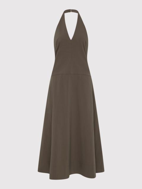 Halter Plunge Dress - Khaki