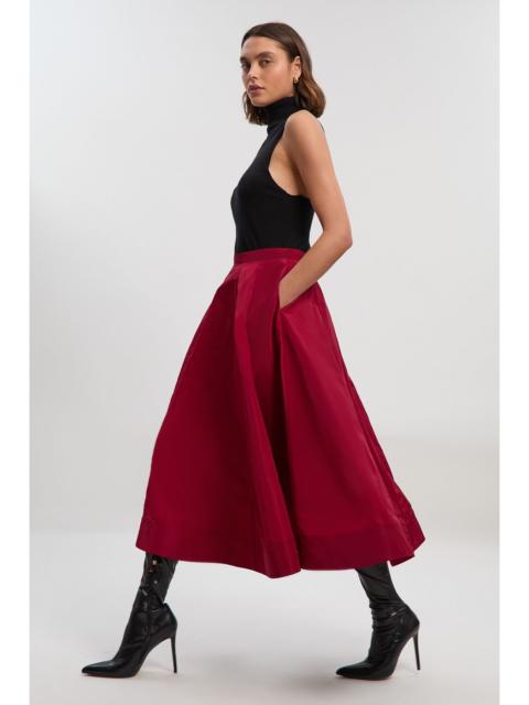 Tall Drama Taffeta Rosette Woven Midi Skirt