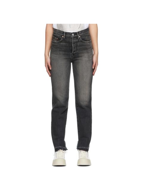 Black Recycled Straight-Leg Jeans