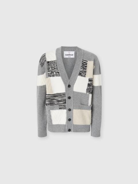 The cardigan in pure wool with flame and zigzag inserts