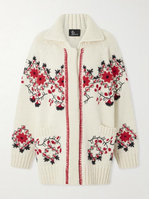 Embroidered Wool-blend Cardigan