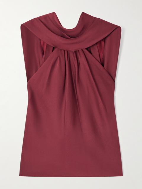 Scarlett Cape-effect Draped Satin Top
