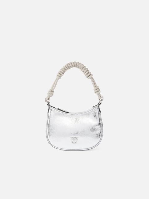HALF MOON BABY HANDBAG IN LAMINATED LEATHER WITH RHINESTONES