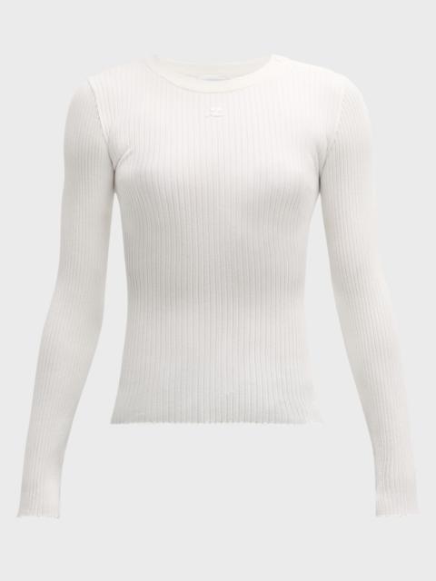 Shoulder Snaps Long-Sleeve Rib Sweater
