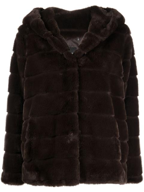 hooded faux-fur coat
