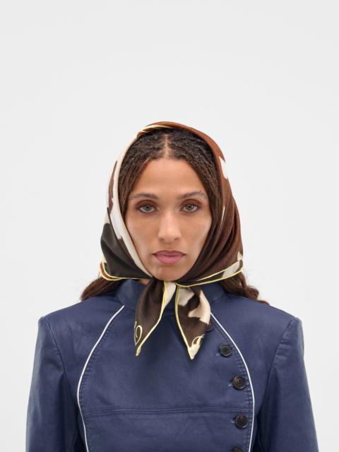 Brown Cow Print Silk Scarf