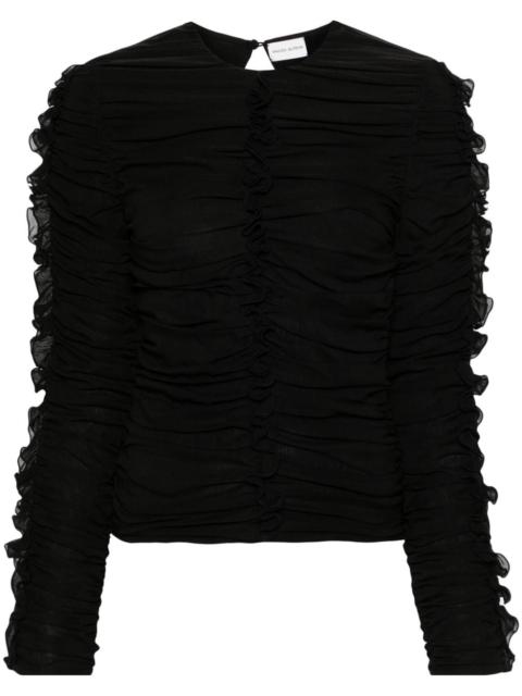 ruched silk-blend top