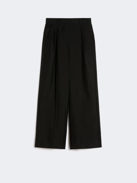 Viscose and linen wide-leg trousers - BLACK