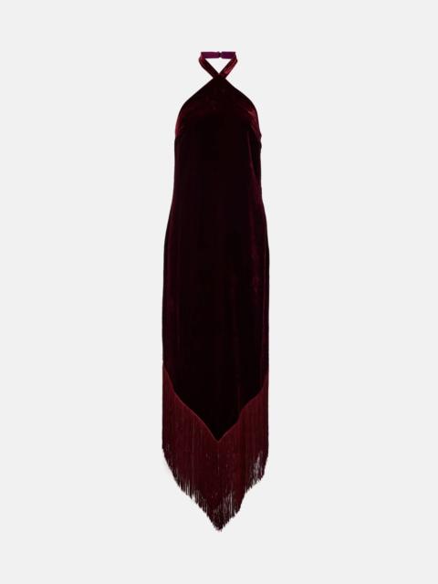Nina fringed velvet maxi dress