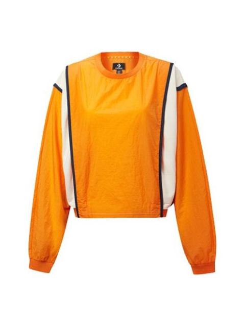 (WMNS) Converse Capsule Series Contrast Color Stitching Round Neck Pullover Orange 10020992-800