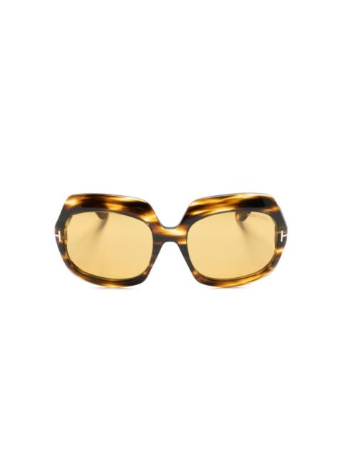 tortoiseshell-effect oversize-frame sunglasses