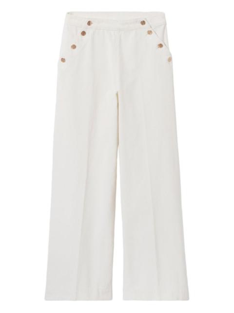 button-fastening corduroy pants