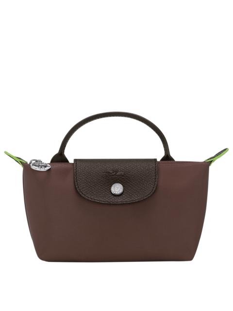 Le Pliage Green Pouch with handle Mocha - Recycled canvas
