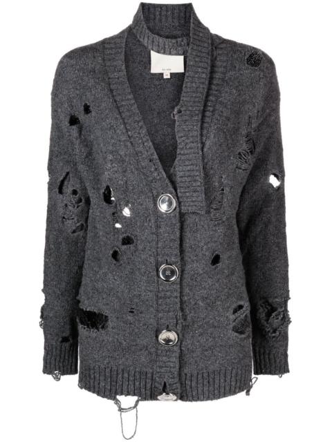 oversized distressed wool cardigan