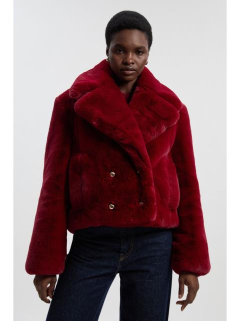 Faux Fur Buttoned Short Coat