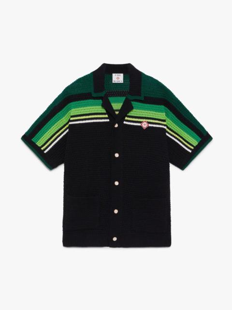 Black Stripe Short Sleeve Polo Shirt | Casablanca Paris