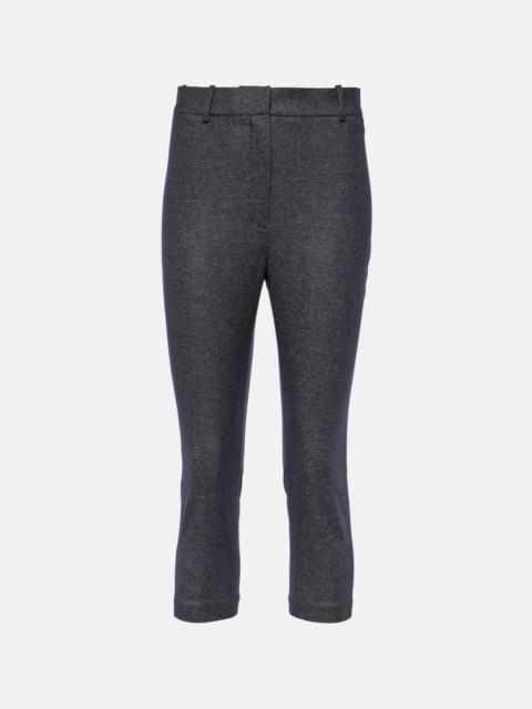 High-rise wool and cotton cropped pants