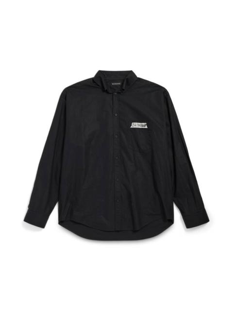 Men's Masking Tape Long Sleeve Shirt Large Fit in Black