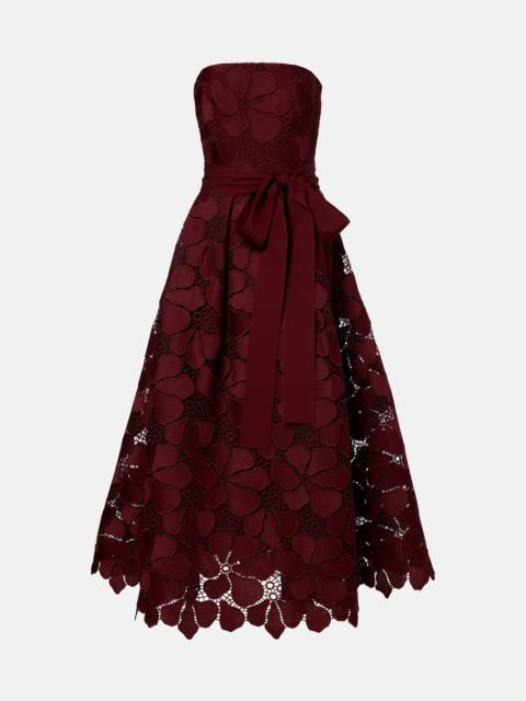 Silk-blend guipure lace cocktail dress