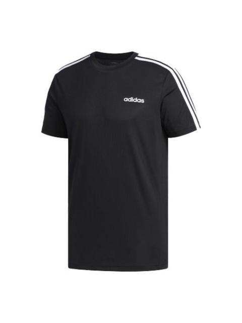 adidas Stripe Logo Alphabet Short Sleeve Black FL0349