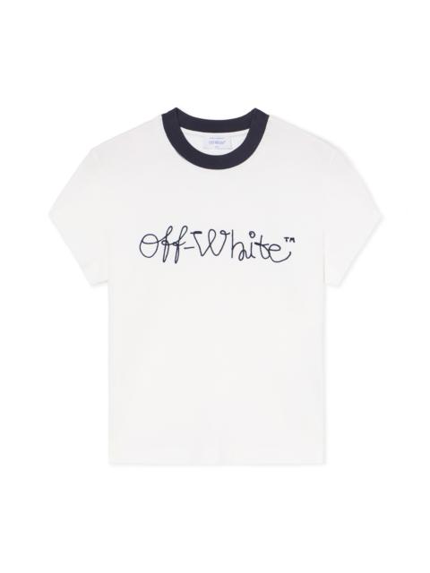 Embroidered Script Logo Fitted Logo Tee