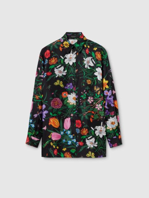 Printed silk twill shirt