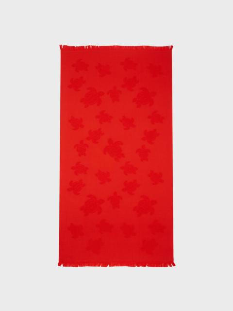 Beach Fouta in Organic Cotton Turtles Jacquard