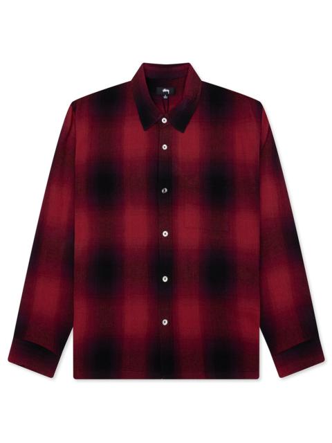LOOSE WEAVE PLAID SHIRT - RED