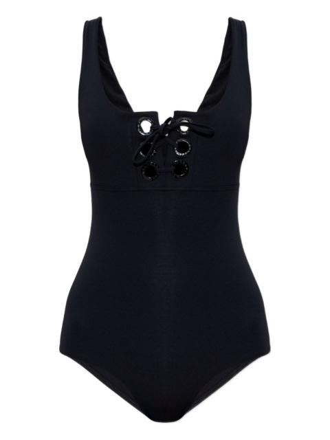 London eyelet-detail swimsuit