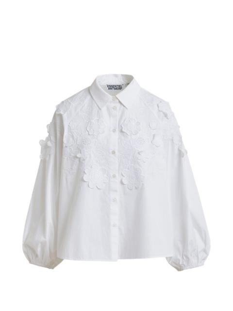 embroidered balloon-sleeve shirt